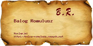 Balog Romulusz névjegykártya